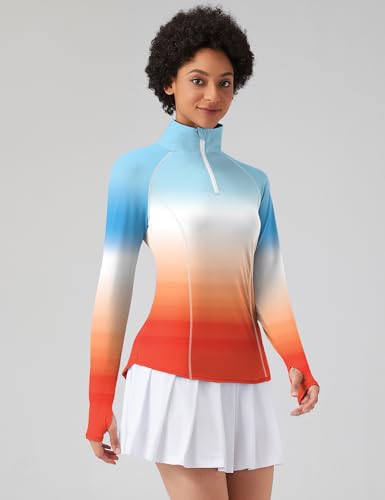 Image of LOMON Women Long Sleeve Shirts Sun Protection 1 /4 Zip Summer Quick Dry Hiking Shirts Quarter Zip Pullover for Women