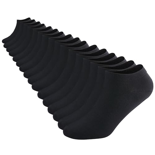 DarkCom Low Cut Ankle Socks for Women and Men, 8 Pairs Thin Seamless Cotton, Size 9-13, Black