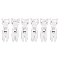 6 stuks kat vormige zak clips, kleine kat chip clips, papier klem, wasknijper chip voedsel opbergtas zegel klem, mini multifunctionele voedsel sealer(Grijs