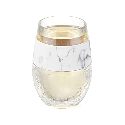 Black Friday - 80% OFF Host Cooling Cup, Set of 1 Plastic Double Wall Insulated Freezable Drink Chilling Marble Tumbler with Freezing Gel, Wine Glasses for Red and White Wine, 8.5 oz, Marble