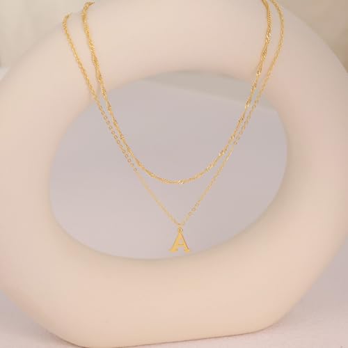 GRCLD 14K Gold Plated Initial Necklaces for Women Dainty Layered Letter Pendant Necklace Cute Choker Necklace Gift Trendy Stuff Personalized Jewelry Stack for Women Her(K) by GRCLD - Used condition - Image 5