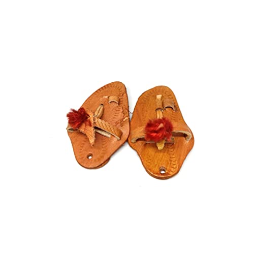 Leather Small Sandal (Kolhapuri Chappal) Wall & Door Hanging Nazar Battu - Evil Eye Protector - Nazar Suraksha Kawach for Home, Office & Shop Set of 2 (W4xH8 Inch)