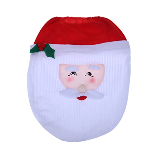 QAIXAG 3 Stücke Weihnachten Toilettensitzbezug Kreative 3D Weihnachten Niedlichen Cartoon Weihnachtsmann Toilettendeckel for Badezimmer Dekor Liefert – Bild 4