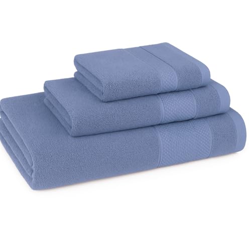 La mejor selección de Juegos de toallas los 5 mejores. 48 GAON. Juego de Toallas de Baño 100% Algodon Suaves Absorbentes y Resistentes Set de 3 Piezas (Azul)