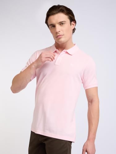 Image of Parx Men Regular Fit Solid Pattern Cotton Polyester Blend Half Sleeve Polo Neck Casual T-Shirt