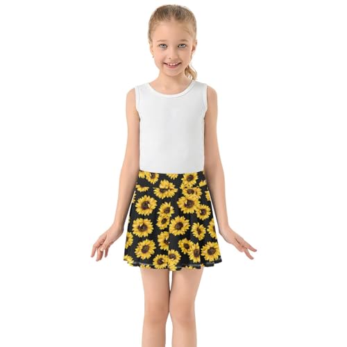 Girls Athletic Skirt 3-12 Years High Waist Tennis Skirts Sunflower for Kids Golf Running Dance Skort3