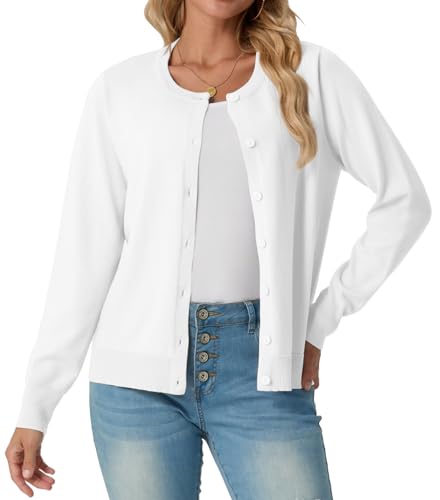 GRECERELLE Women's Long Sleeve Lightweight Crewneck Casual Cardigan Sweater, S-2XL2