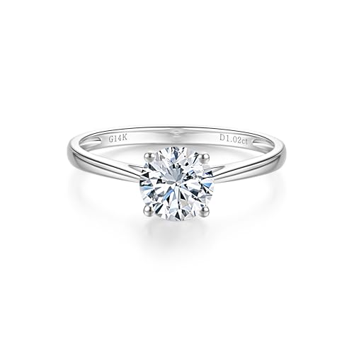 0.5 to 3 Carat IGI Certified LAB Grown Diamond Engagement Rings for Women 14k White Gold 4-Prong Wedding Promise Anniversary Bridal Rings Jewelry Gift for Her