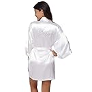 TheBund Women's Pure Colour Short Kimono Robes for Wedding Party