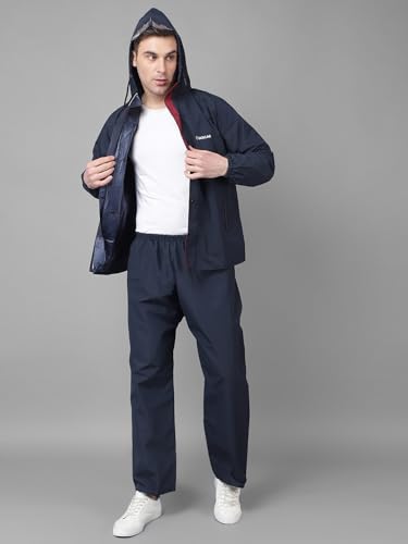 Image of Dollar Rainguard Men's PVC Full Sleeve Solid Reversible Sporty Raincoat Set With Adjustable Hood and Pocket