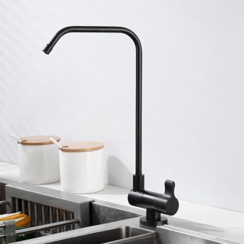 Robinet pliant en laiton noir d'évier de cuisine, mitigeur d'eau froide filtrée au fini mat unique