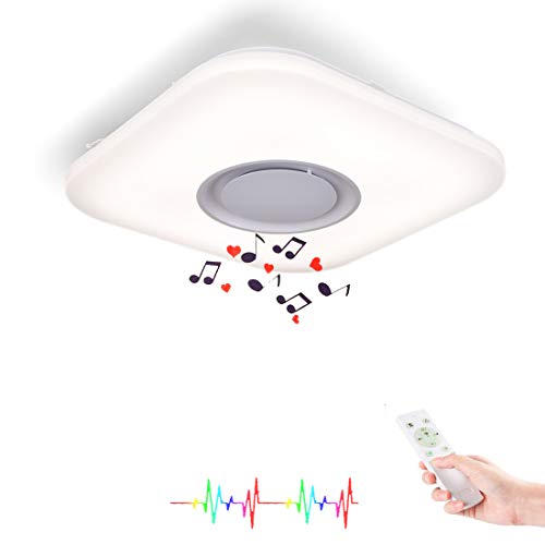 Upgrade Smartphone APP Ceiling Light Bluetooth Speaker with Remote,Dimmable RGB Color Changing, Daylight to The Warm Light, Music Ceiling Light Fixture for Bedroom Kids Room