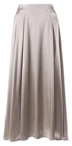 Women's Satin A-Line Skirt High Waist Elastic Comfort Fit Office Daily Casual Ankle Length Skirt