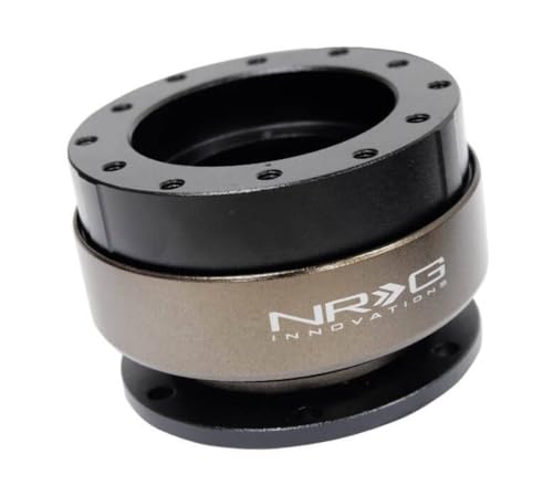 NRG Innovations NRG-SRK-200-1BK Gen 2.0 Steering Wheel Quick Release Adapter 6-Hole, Black Body/Chrome Ring SFI SPEC 42.1, 5" Shorter than standard Quick Release