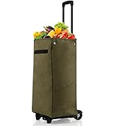 Safstar 2-in-1 Folding Shopping Cart, Grocery Laundry Utility Cart Hand Truck w/Detachable Storag...