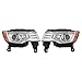 HECASA Pair Projector Headlight Compatible with 2017-2022 Jeep Grand Cherokee Replacement for CH2502297 CH2503297 68289235AF 68289234AF Headlamp Front Lamp w/LED Tube LH&RH - Clear Lens Chrome Housing