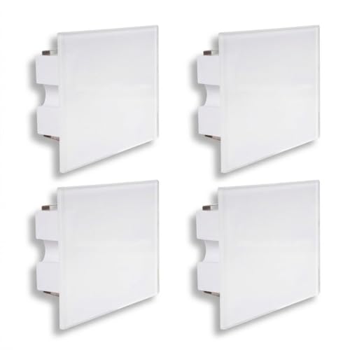 damastoreitalia Kit 4 Segnapasso Faretto LED da incasso per scatola 503 IP65 4W 3 tonalità CCT Luce calda, naturale, fredda - vetro bianco per esterni e interni 220V (Kit 4 pezzi)
