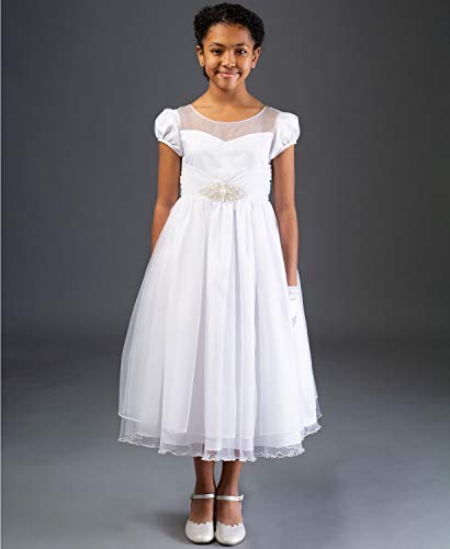 Bonnie Jean Girl's First Communion Dress with Jewel Accent, Short Sleeve3