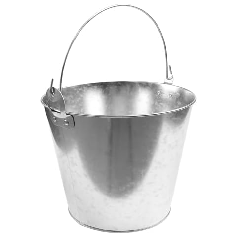 Shirin Packaging Metal Bucket Galvanized Bucket Metal Pail Metal Bucket with Handle L: 9" W: 6.6" H: 7.4" Cover