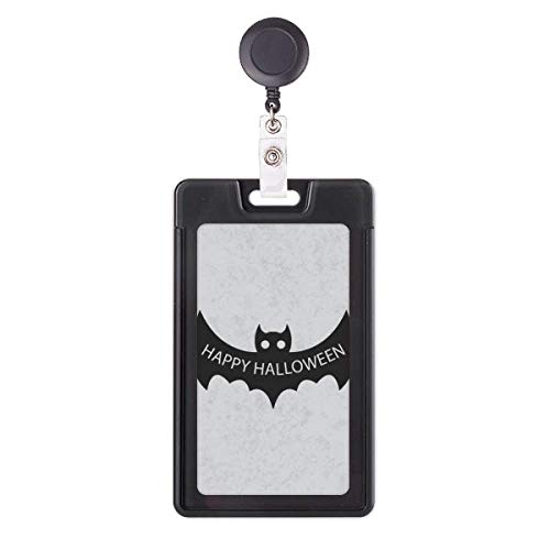 Étui rétractable pour badge Halloween chauve-souris noir enrouleur carte de travail