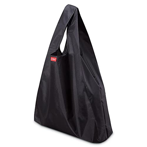 achilles 2er Set Einkaufstaschen, Stabile Tragebeutel wiederverwendbar, Faltbare Beutel aus 100% Polyester, Federleicht und platzsparend, Basic Shopper, 38x46x11cm (Schwarz)