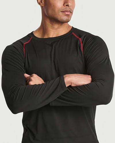 Image of Real Essentials 4 Pack: Men's Compression Long-Sleeve T-Shirt Athletic Cold Weather Baselayer (Available in Big & Tall)