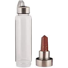 GEMHUB Crystal Glass Water Bottle | Red Jasper Gemstone Wand Crystal Elixir Bottle | Natural Jasper | Gemstone Water Bottle