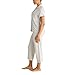 BCBGMAXAZRIA Women's Pajama Set Short Sleeve Notch Collar with Capri Pants, Light Grey w Lilas, L