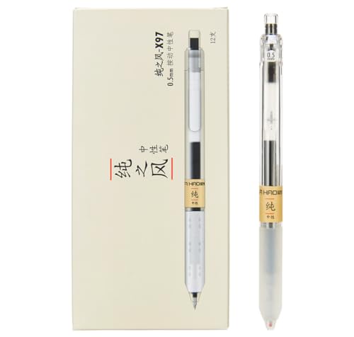 czxwyst X97 Retractable Gel Ink Pens 0.5mm Fine Point (Black Color 12-Pack)