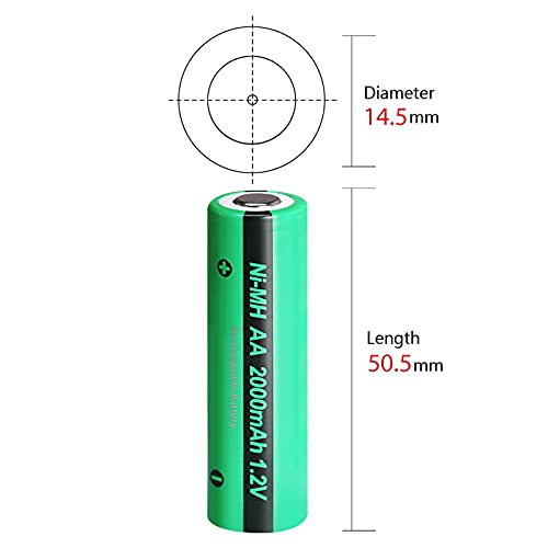 AA Batterie,2000mAh 1,2V NiMH Industries Batterie Wiederaufladbar Flat Top Akkus,4 Stück,PKCELL – Bild 6