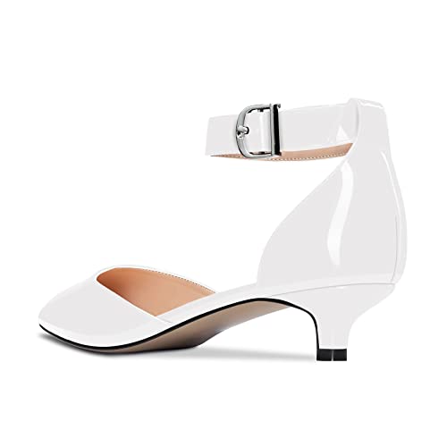 Image of Aachcol Women Kitten Low Heel Ankle Strap Pumps Pointed Toe Sandals Dress Shoes Party Office Wedding 1.5 Inch