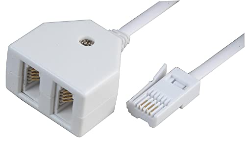 Pro Signal PSG04213 BT Plug to Double Socket Telephone Extension Lead - 5m, White