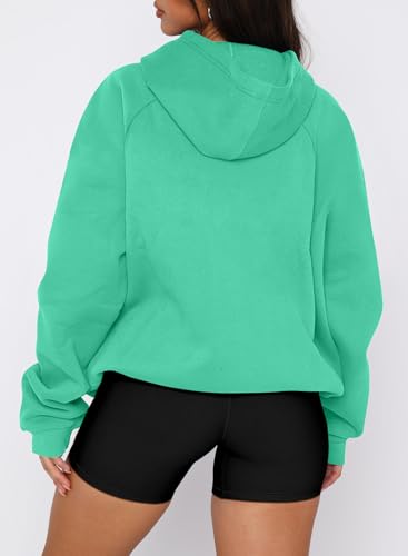 onlypuff Women Half Zipper Pullover Sweatshirt Long Sleeve Hoodies Kangaroo Pocket Fleece Basic Sweater
