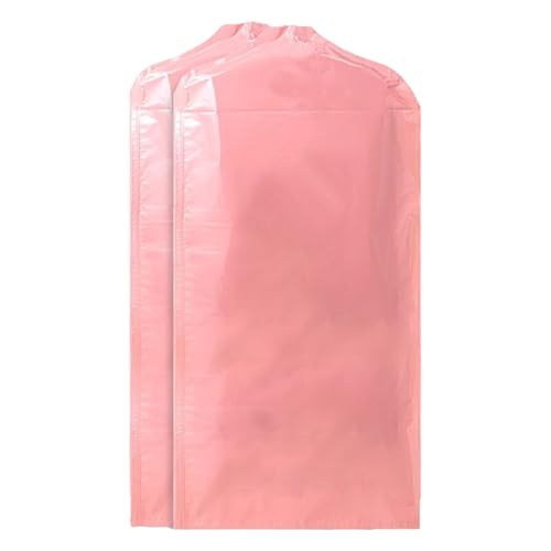 2Pcs 47in Garment Bags for Hanging Clothes, Pink, Plastic Garment Covers, Transparent Visibility, for Home Storage, Travel