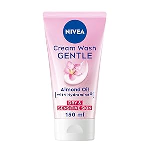 NIVEA Gentle Face Cream Wash (150ml), Face Cleanser with Almond Oil and Hydramine Gently Cleanses for Smooth, Healthy Skin, Face Wash for Dry and Sensitive Skin