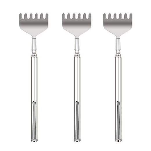 Extendable Back Scratcher for Men - YIMICOO 3 Pack Portable Telescopic Metal Back Scratchers/Hand Massager with Pocket Clip for Thanksgiving, Birthday, Christmas Gifts