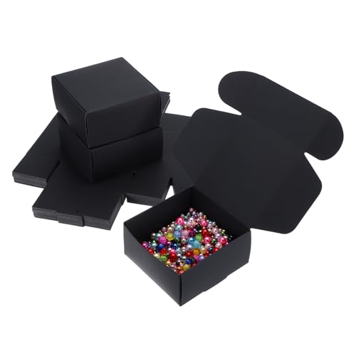 Boîtes carrées pliantes en carton noir pour invités de mariage et anniversaires
