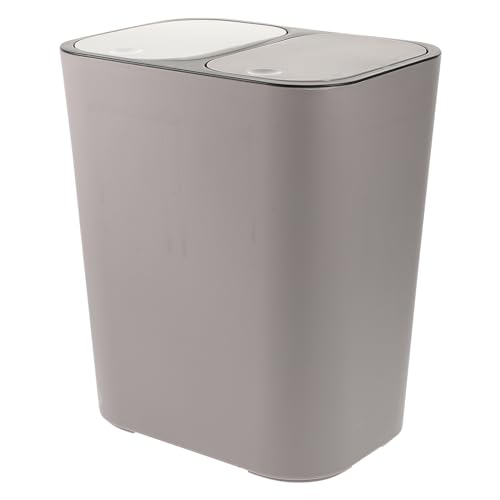 Image of Ipetboom 1pc Double Compartment Trash Can Wet & Dry Trash Can Recycling Bin Household Toilet with Lid Wet & Dry for Home Office-Gray (12.97X11.28X8.14in)