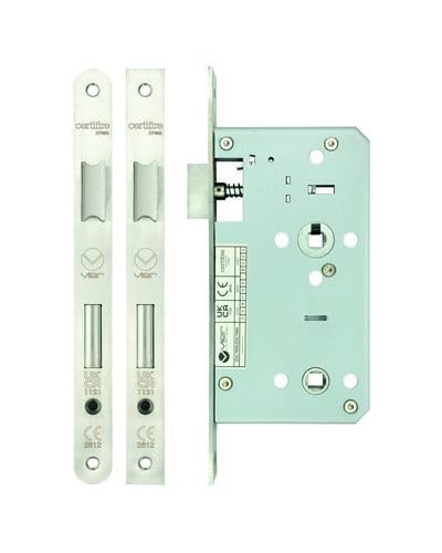 Kooples Hardware DIN Bathroom Lock 78mm Centres, 60mm Backset Privacy Mortice Lock for Internal Doors Fits Lever Handles & Thumbturn Sets