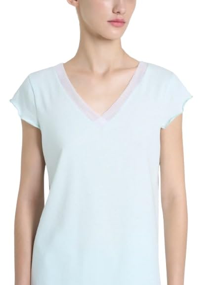RAGNO Pigiama Donna Corto Casacca con Scollo a V, Maniche Corte Arricciate, Delicato Bordo sul Collo in Tulle. Pantalone Corto con Delicata Arricciatura Che richiama la medesima sulla Manica.