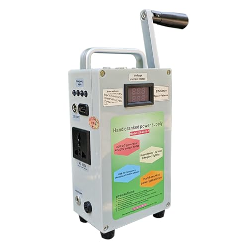Générateur de Manivelle 150W, Générateur de Manivelle de Camping pour Téléphone Portable, Centrale électrique Portable avec Prises 220V DC12V USB Alimentation de Secours,110V