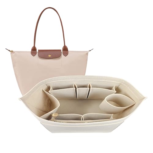 Lckaey Purse Organizer For Longchamp Purse For Long Champ Le Pliage Insert organizer1012-25beige-L
