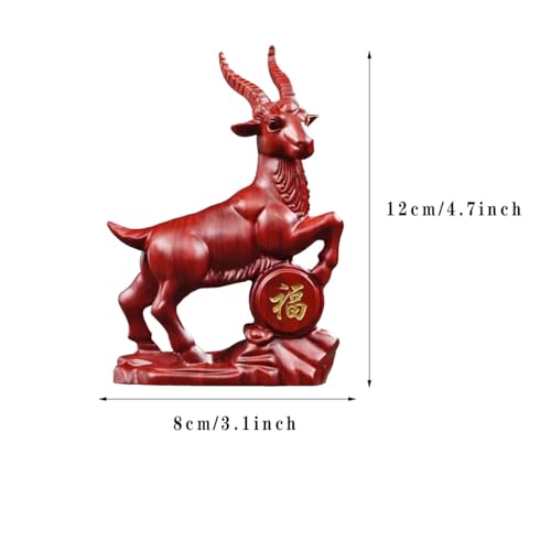 Estatua pequeña de cabra de madera Feng Shui 4.7 pulg miniatura 5