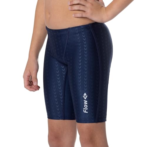 Flow Accelerate Swim Jammers for Boys - Size 21 to 32 Swimming Jammer Shorts in Black, Navy, and Blue