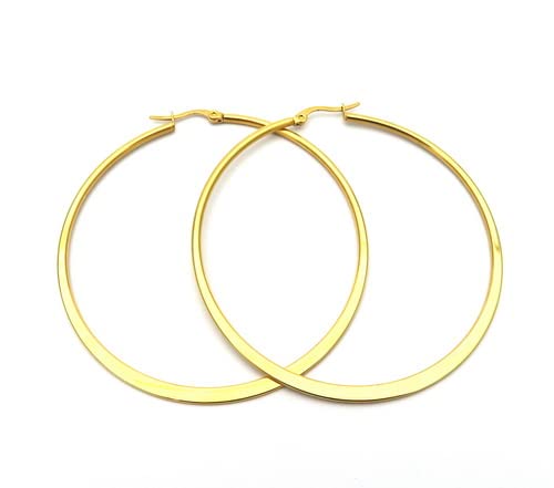 Amazon Essentials Gold Plated or Stainless Steel Flattened Hoop Earrings (previously Amazon Collection)4