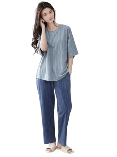 Image of Celary Women's Korean Night Suit Set | Round Neck Full Sleeve Top & Printed Ankle Length Pyjama | Skin-Friendly Fabric Soft Breathable Stretchable Loungewear | M to 2XL