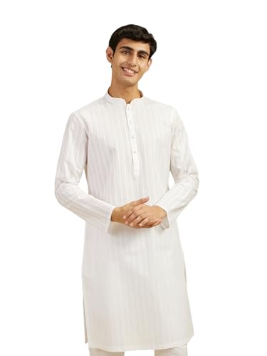Image of DIWAS BY MANYAVAR Men's Cotton Self Design Striped Kurta (1pc)