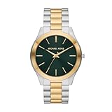 Michael Kors Reloj Delgado de Gran tamaño para Hombre, Reloj de Acero Inoxidable para Hombre, Dos Tonos/Verde, Talla única, Moderno