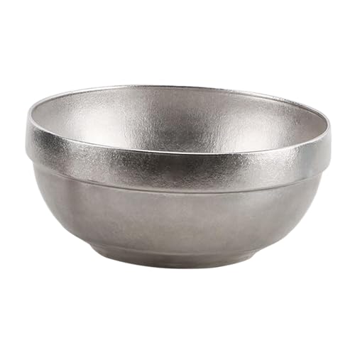 Qianly Titanium Bowl,Double Walled Metal Bowl,for Kids,Multipurpose,Food Bowl,Cookware,Tableware Rice Bowl Snacks Bowl for Hiking, Silver