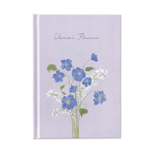 ���m���C�N �I���r�A �t�����[�Y �n�[�h�J�o�[ ���C���m�[�g, �p�[�v�� - Olivia's Flowers Hardcover Lined Notebook, Purple �n�[�h�J�o�[, ���L, �w��, 112�y�[�W